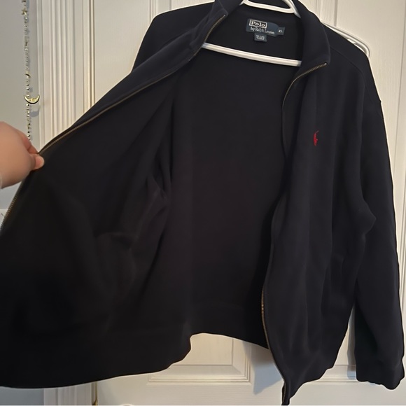 POLO RALPH LAUREN FULL ZIPPER SWEATER 100% cotton cardigan jacket navy size XL - Picture 12 of 12